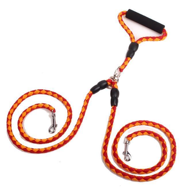 Double-Ended Traction Rope For Walking The Dog Hand-Double-Ended Traction Rope One Plus Two Leash Collar Pet Supplies Dog Collar by DC-THE CEO