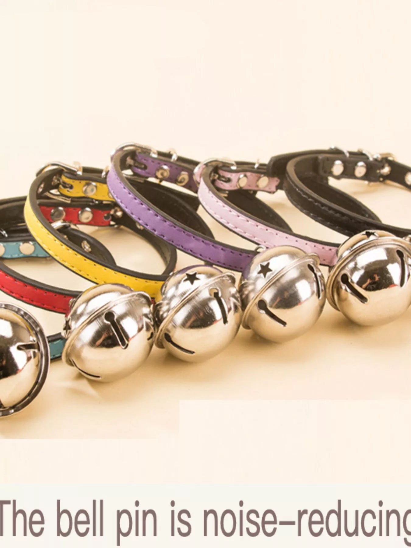 Leather Pet Collar with Bell by Trendsi