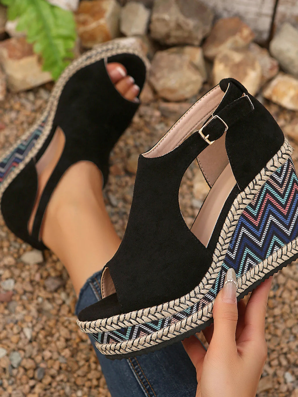 Cutout Platform Wedge Sandals by Trendsi
