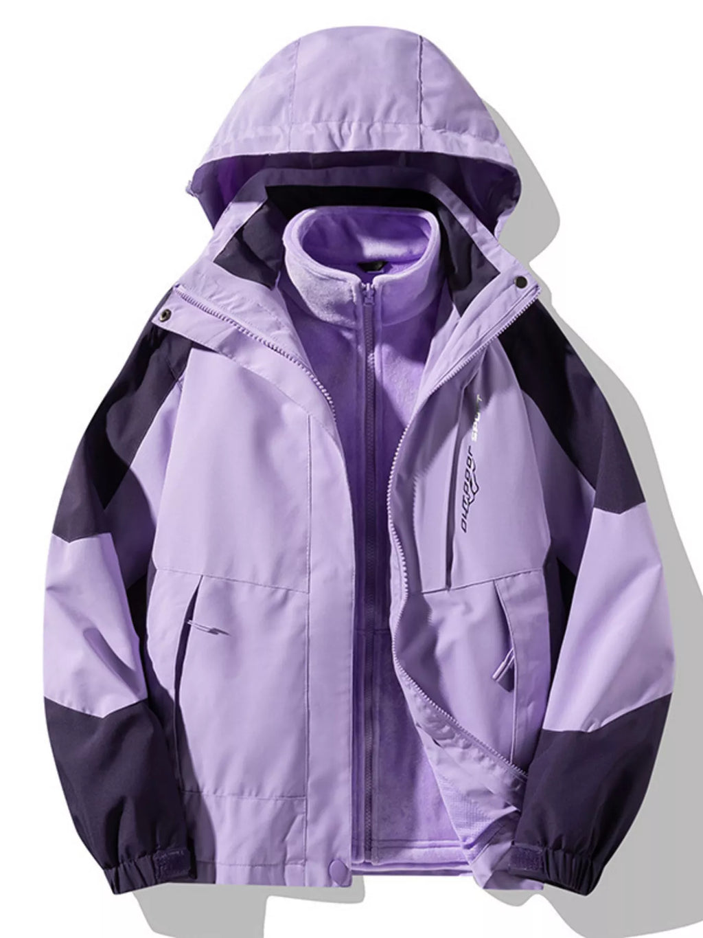 Men's Plus Size Waterproof Windproof Outdoor Hooded Jacket by Trendsi