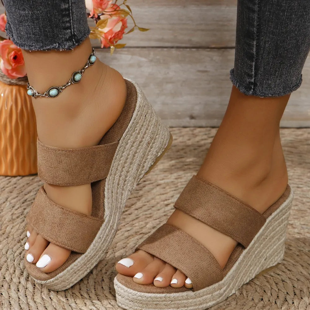 Open Toe Platform Wedge Sandals by Trendsi
