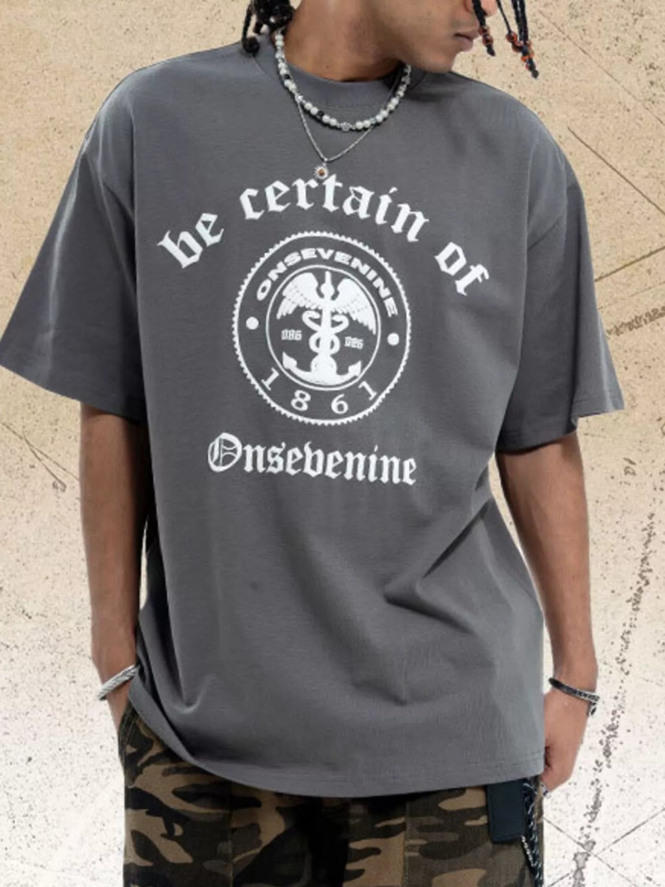 Men's Graphic Round Neck Oversized T-Shirt by Trendsi
