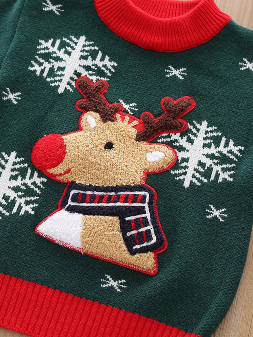 Children's Christmas Reindeer Snowflake Knitted Sweater by Trendsi