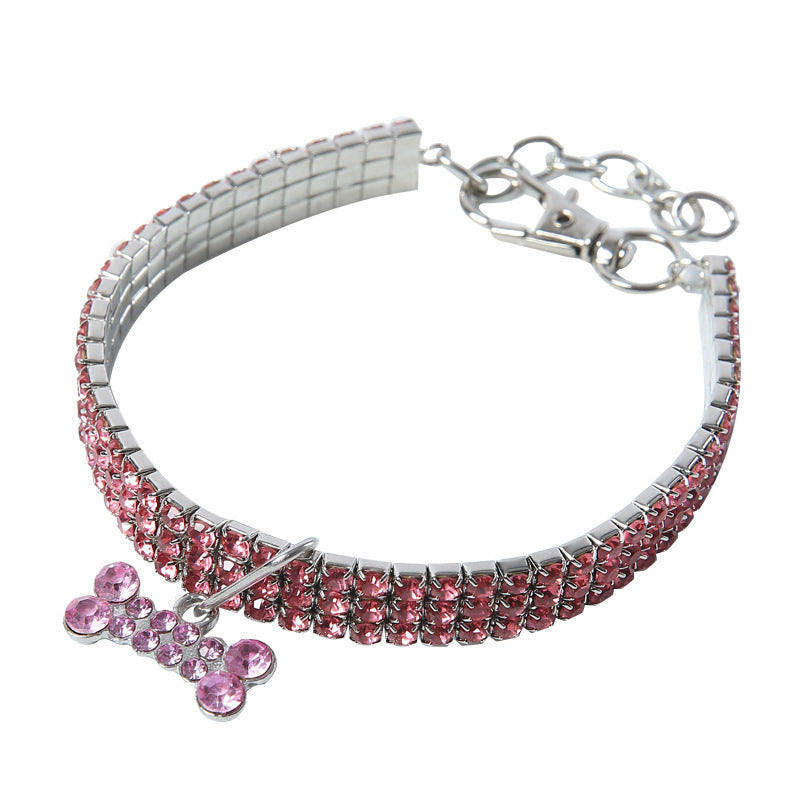 Bling Rhinestone Dog Collar Crystal Puppy Chihuahua Pet Dog Collars Leash For Small Medium Dogs Cats by DC-THE CEO