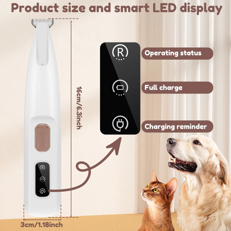 Pets Dog Paw Trimmer With LED Light Fully Waterproof Pet Hair Trimmer With LED Display Dog Clippers For Grooming Widen Blade by DC-THE CEO