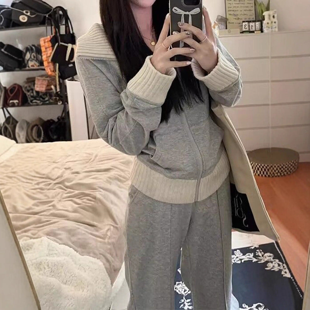 Version Of Chanel's Style Casual Multicolor Coat Wide Leg Trousers Two-piece Set