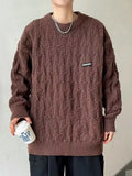 Men's Plus Size Textured Knit Long Sleeve Sweater by Trendsi