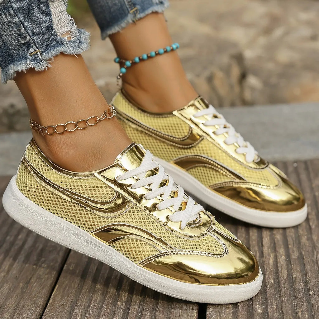 Mesh Lace Up Sneakers by Trendsi