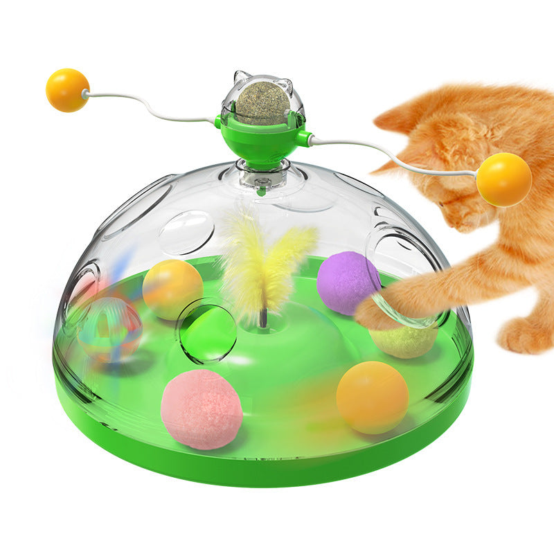 Meows Windmill Funny Cat Toys Interactive Multifunctional Turntable Pet Educational Toys With Catnip Luminous Ball Pinwheel Toys Pet Products by DC-THE CEO