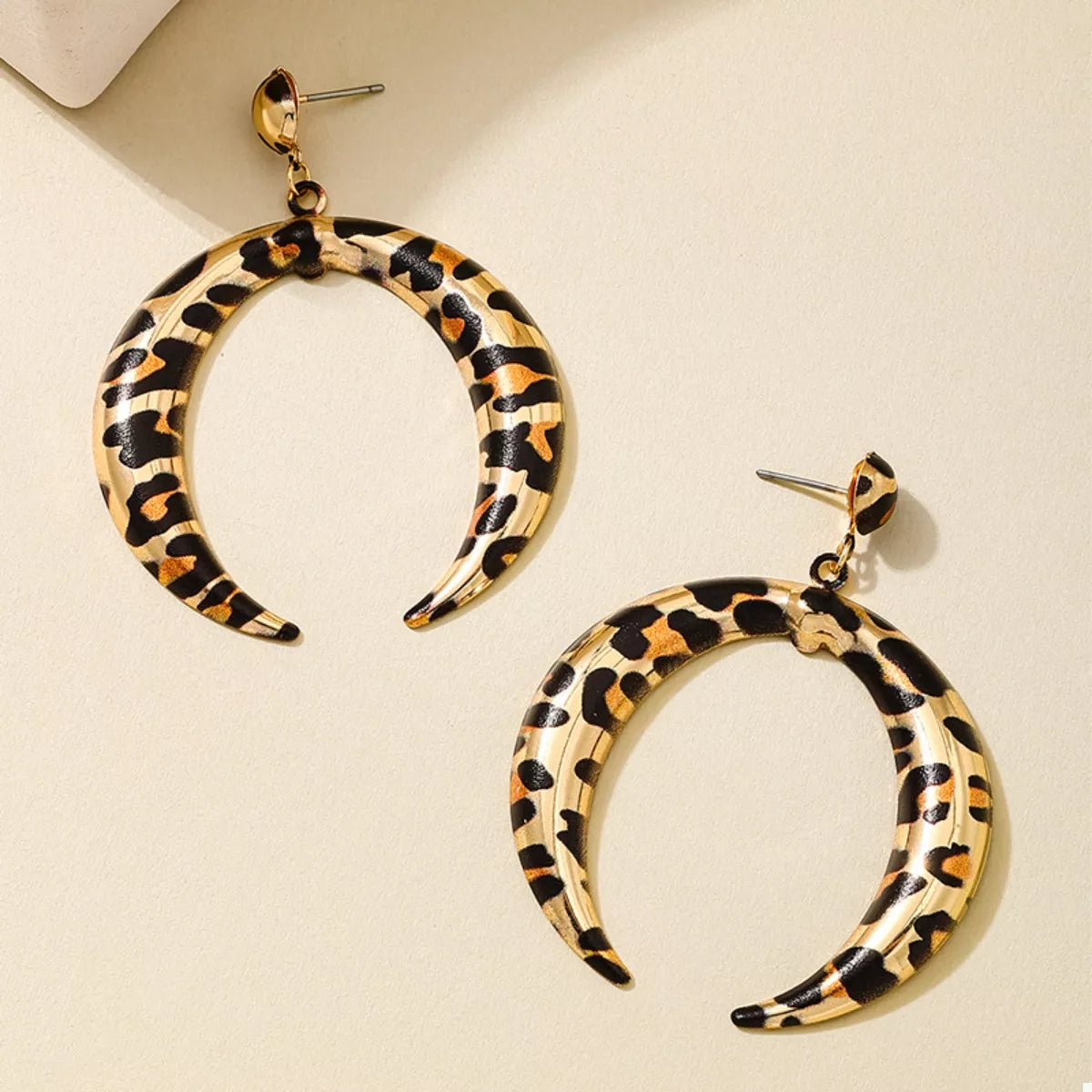 Leopard Crescent Dangle Earrings by Trendsi