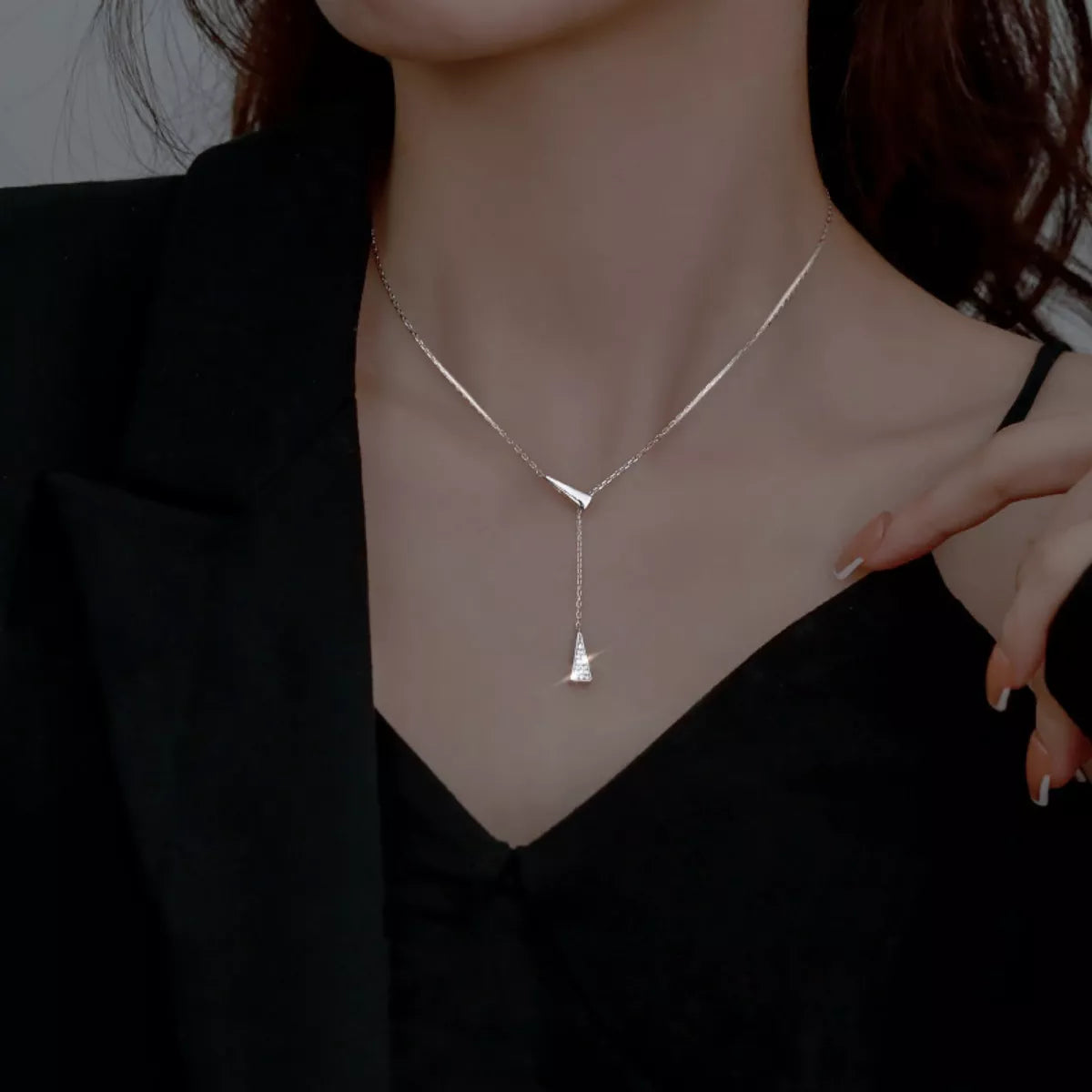Triangle Pendant Y Necklace by Trendsi