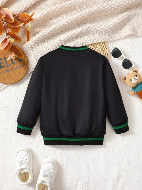 Children's Cartoon Bear Graphic Baseball Jacket by Trendsi