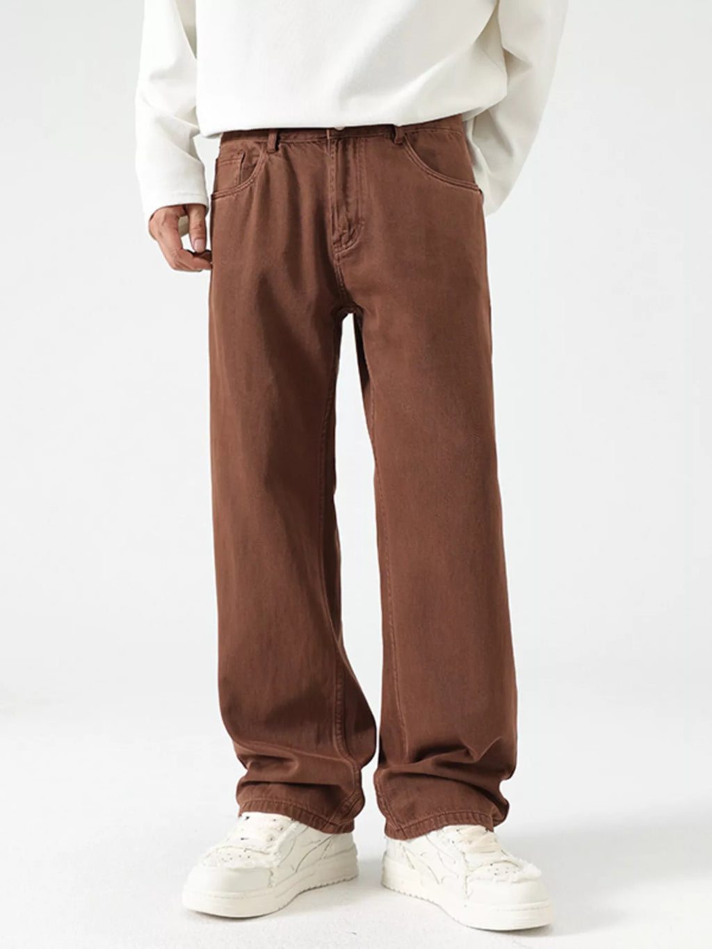 Men's Vintage Wash Wide Leg Jeans by Trendsi