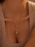 18K Gold-Plated Star Cross Pendant Necklace by Trendsi