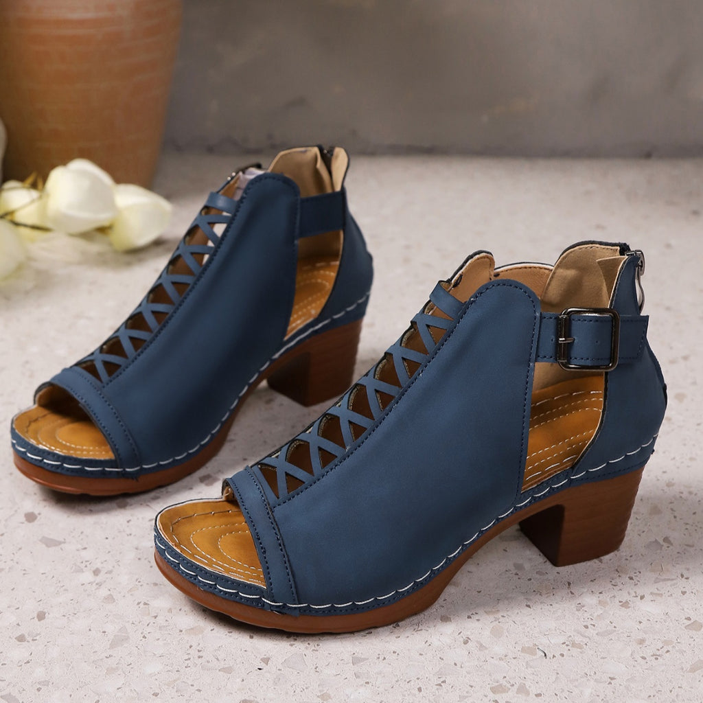 Open Toe Block Heels Sandals by Trendsi