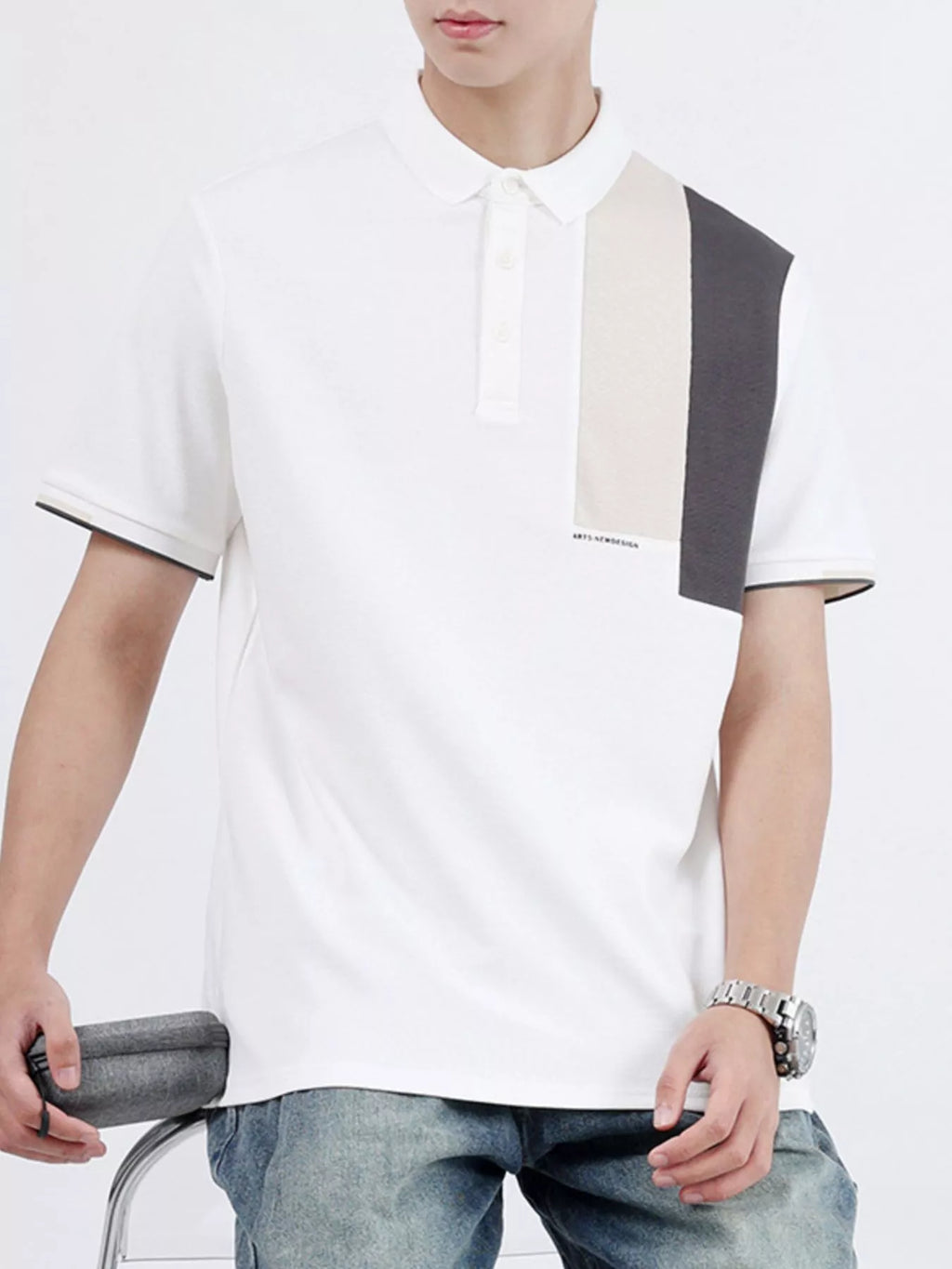 Men's Plus Size Button Detail Short Sleeve Polo by Trendsi