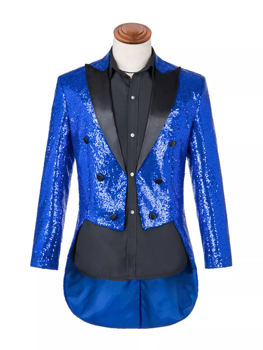 Men's Plus Size Sequin Button Up Long Sleeve Tailcoat Blazer by Trendsi