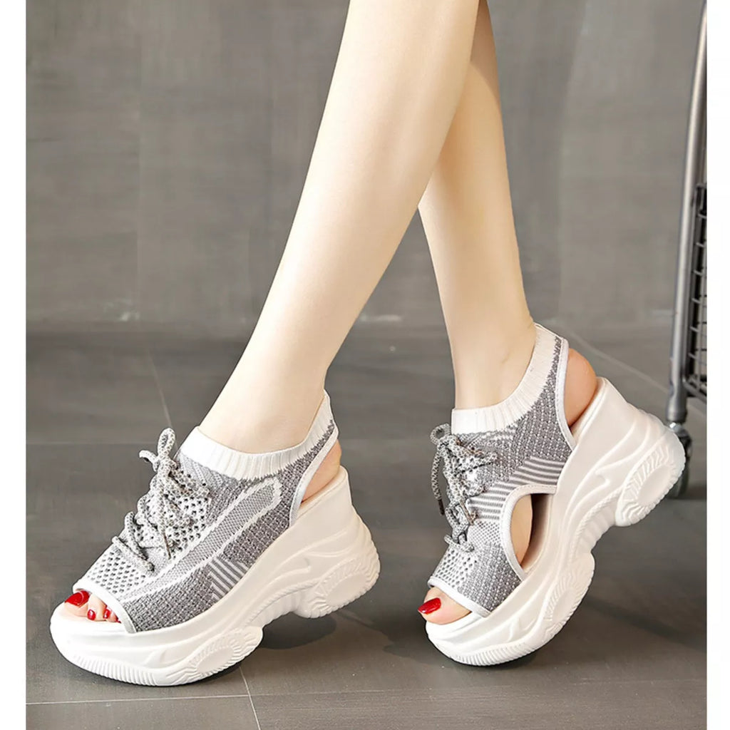 Lace Up Platform Sandals by Trendsi