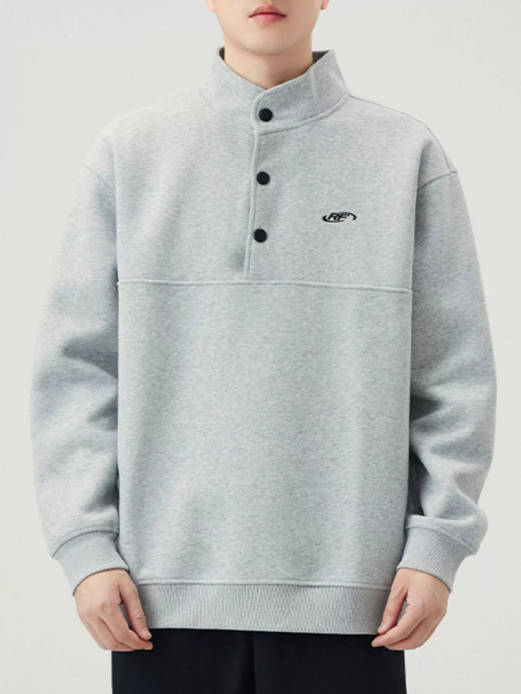 Men's Plus Size Button Detail Long Sleeve Sweatshirt by Trendsi
