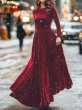 Velvet Long Sleeve Maxi Dress by Trendsi