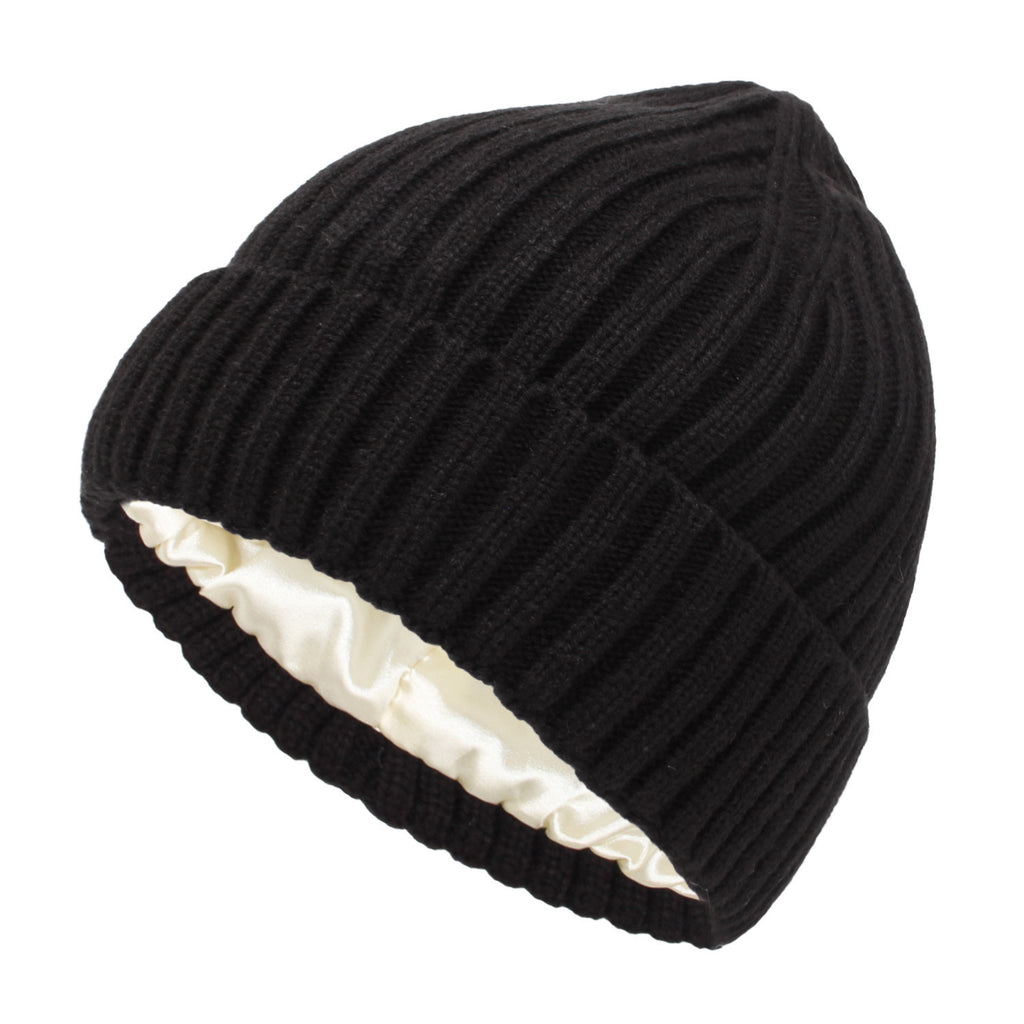 Satin Warm All-matching Slipover Knitted Hat by DC-THE CEO