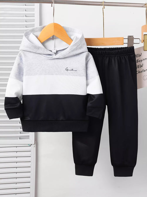 Children's Color Block Casual Hoodie & Pants Set by Trendsi