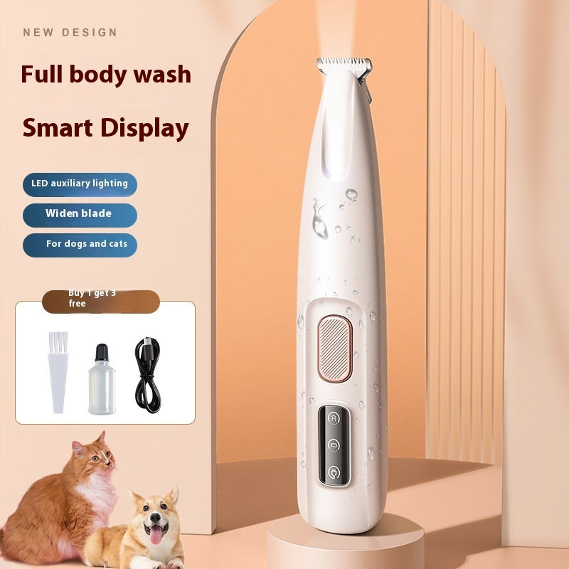 Pets Dog Paw Trimmer With LED Light Fully Waterproof Pet Hair Trimmer With LED Display Dog Clippers For Grooming Widen Blade by DC-THE CEO