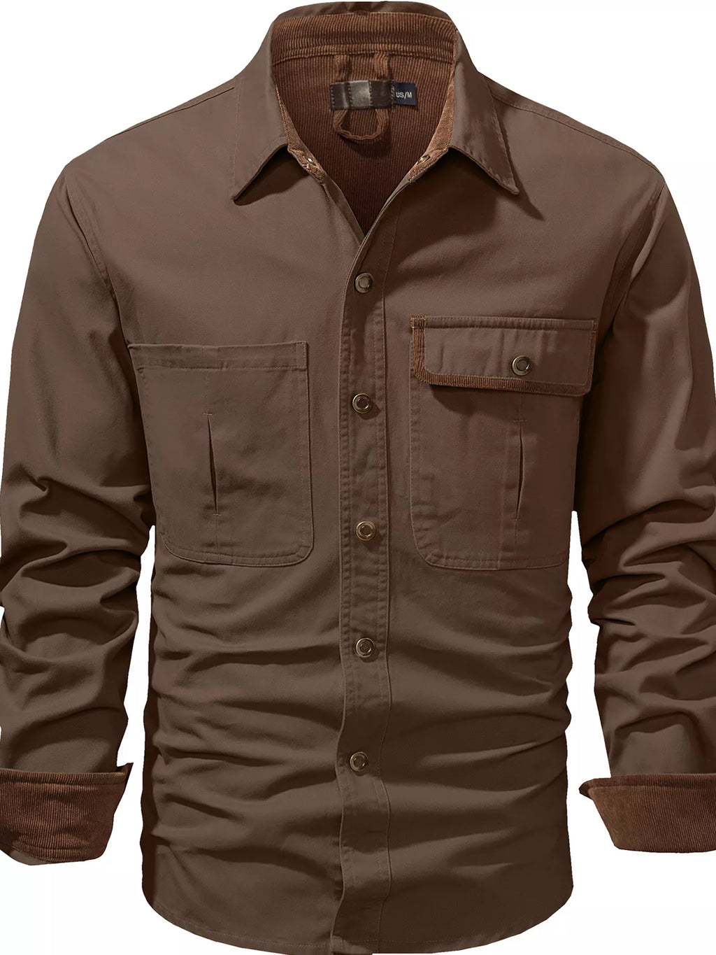 Men's Casual Long Sleeve Button-Down Shirt with Pockets by Trendsi
