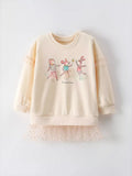Children's Cartoon Animal Mesh Trim Sweatshirt by Trendsi