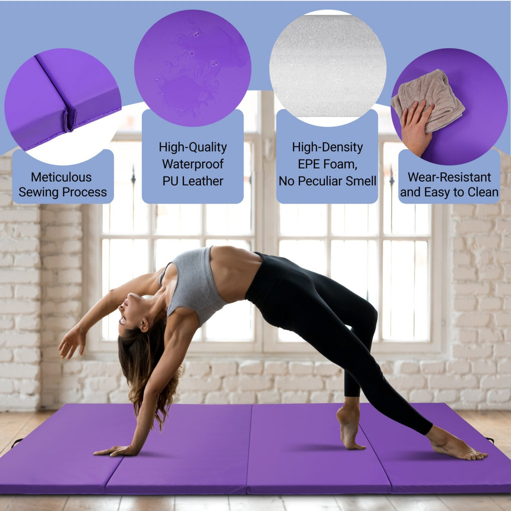 --Only Self Pickup--10 Ft. X 4 Ft. Quad Fold Gym Mat With Carrying Handle For Protective Flooring In Mixed Martial Arts, Gymnastics, And Home Gyms, 2 Inch Thick