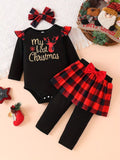 Children's Christmas Bodysuit and Pants Set with Headband by Trendsi