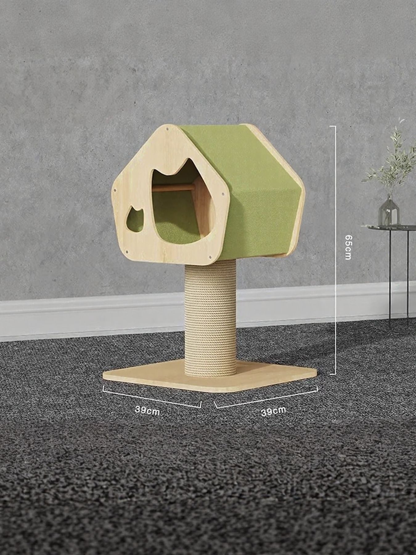 Modern Wooden Cat Condo with Scratching Post by Trendsi