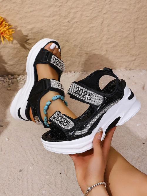 2025 Rhinestone Platform Sandals by Trendsi