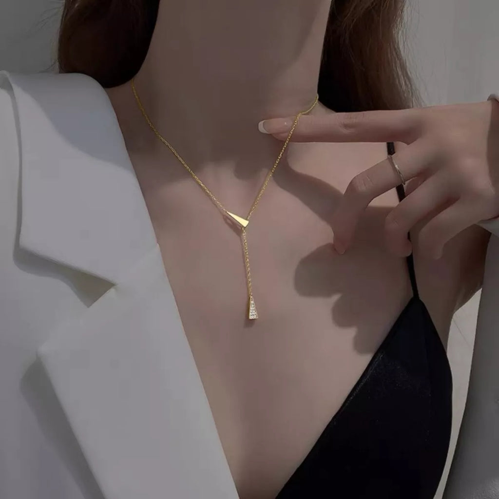 Triangle Pendant Y Necklace by Trendsi