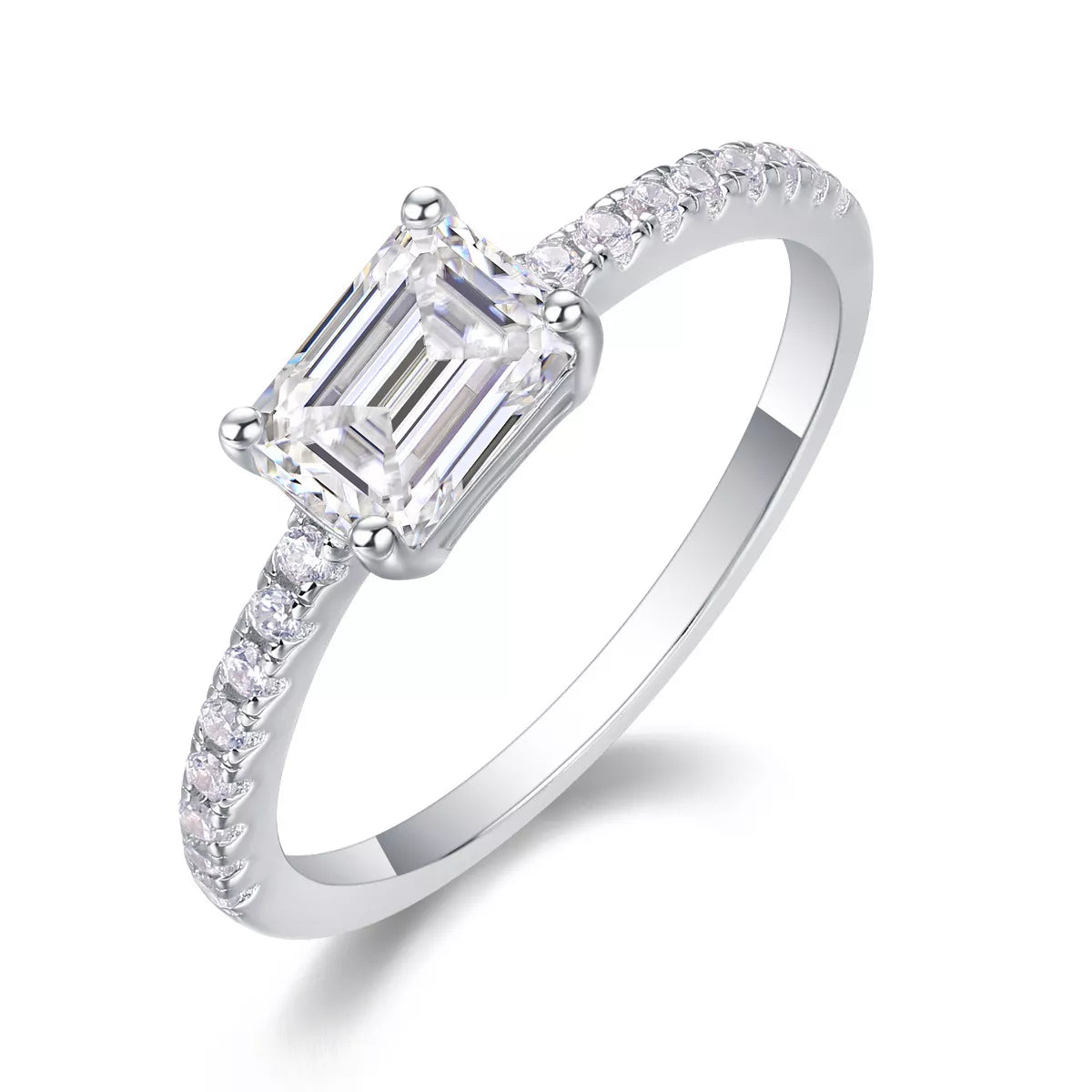 1 Carat 925 Sterling Silver Moissanite Geometric Ring by Trendsi