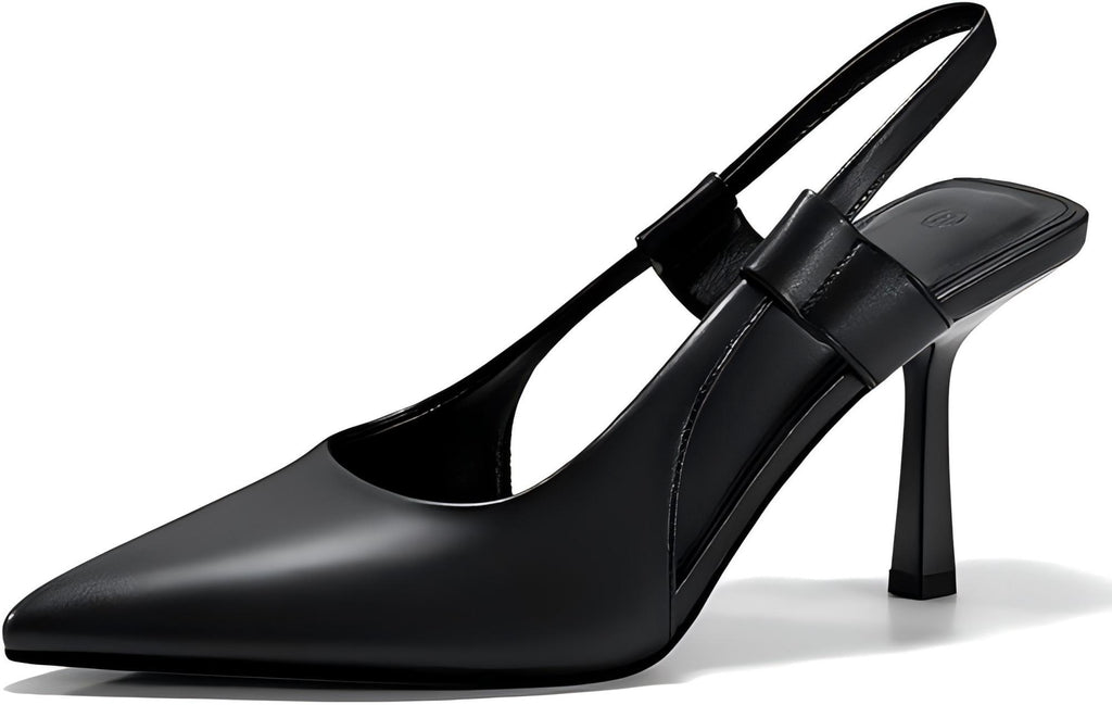 Coutgo Womens Slingback Heels Closed Pointed Toe Slip-on Kitten Heels Sandals Party Prom Dress Shoes