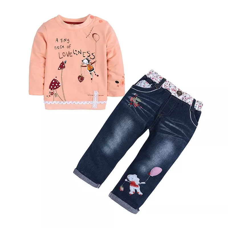 Children's Round Neck Top and Jeans Set by Trendsi
