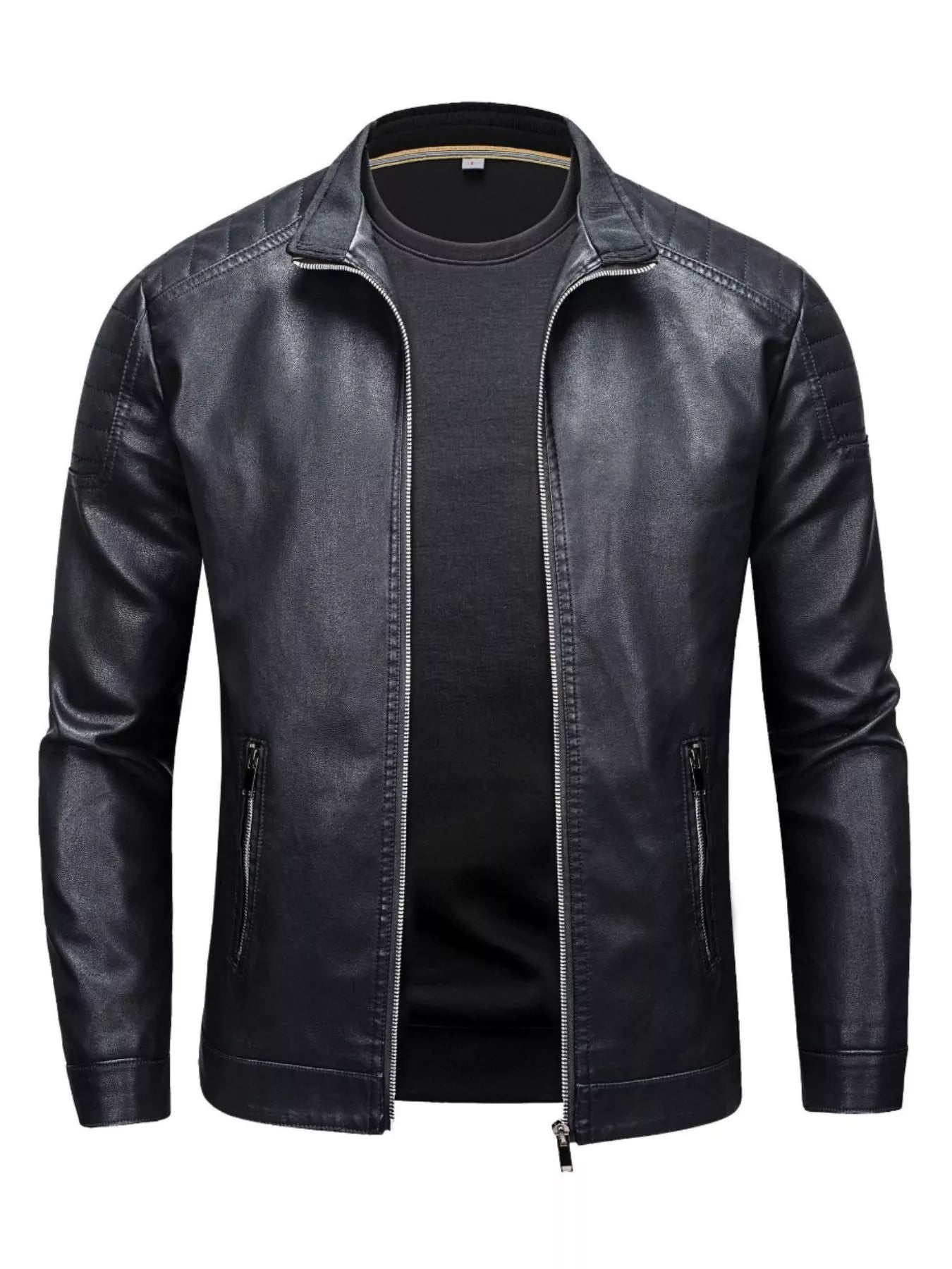 Men's Plus Size Zip Up Long Sleeve Jacket by Trendsi