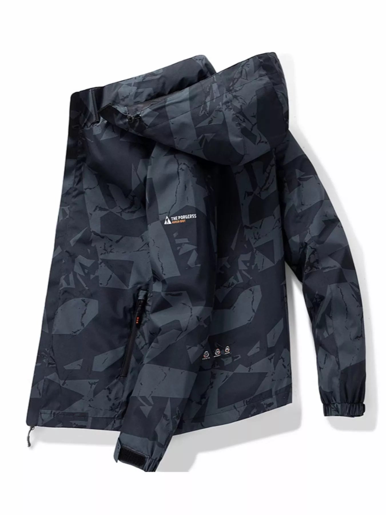 Men's Plus Size Camouflage Waterproof Outdoor Jacket by Trendsi