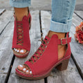 Buckle Block Heels Sandals by Trendsi