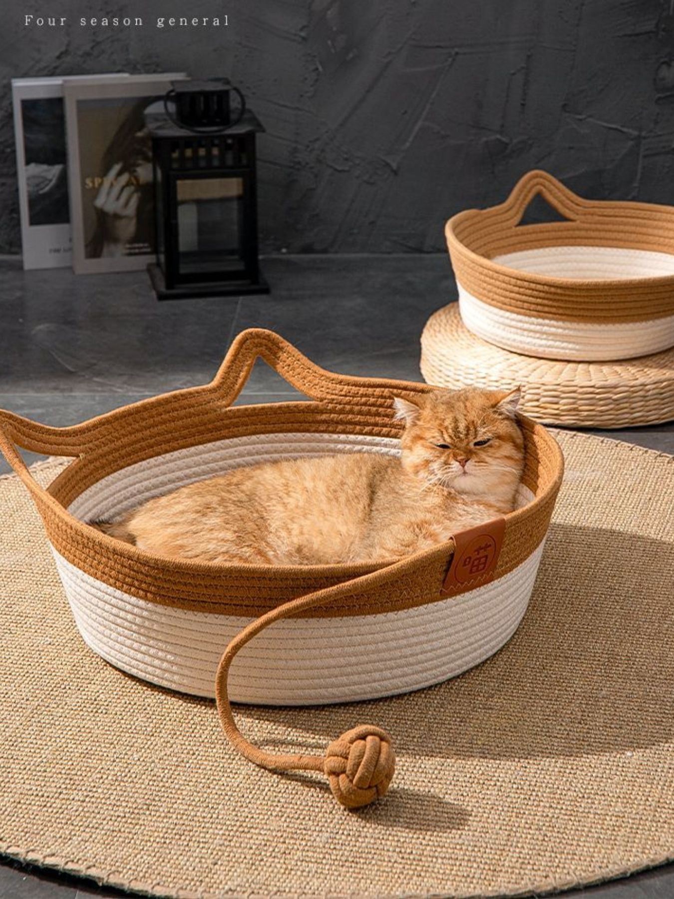 Cat Ear Woven Pet Nest by Trendsi