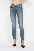 Judy Blue Full Size Tummy Control Vintage Wash Hem Destroy Skinny Jeans by Trendsi