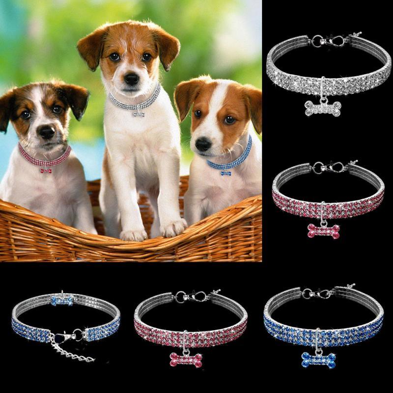 Bling Rhinestone Dog Collar Crystal Puppy Chihuahua Pet Dog Collars Leash For Small Medium Dogs Cats by DC-THE CEO