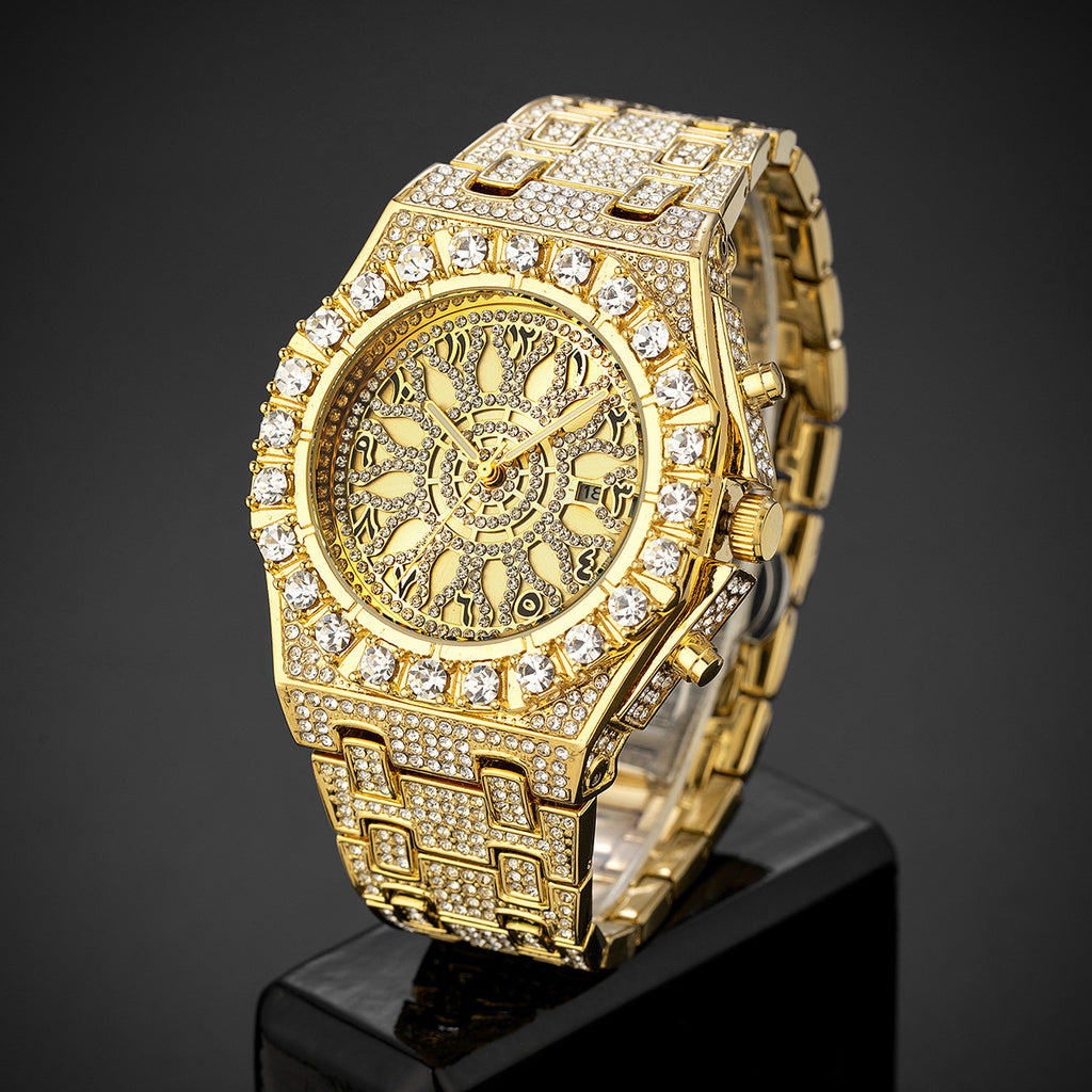 Hip Hop Niche Design Full Diamond Arabic Scale Men's Watch