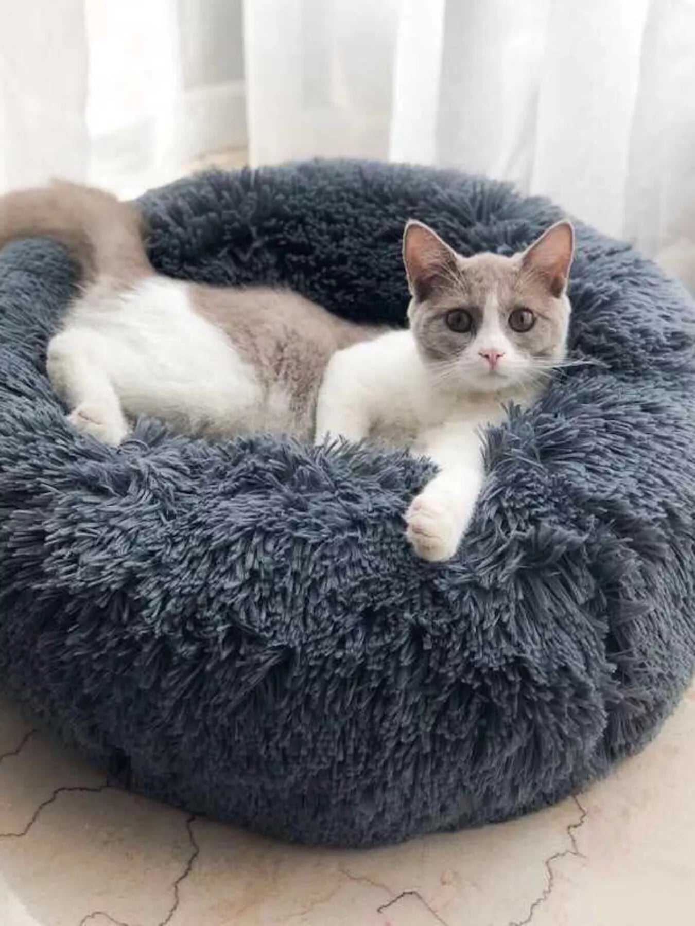 Fluffy Plush Donut Pet Nest by Trendsi
