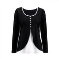 Casual Contrast Color Women's Two-piece Long-sleeved T-shirt by DC-THE CEO