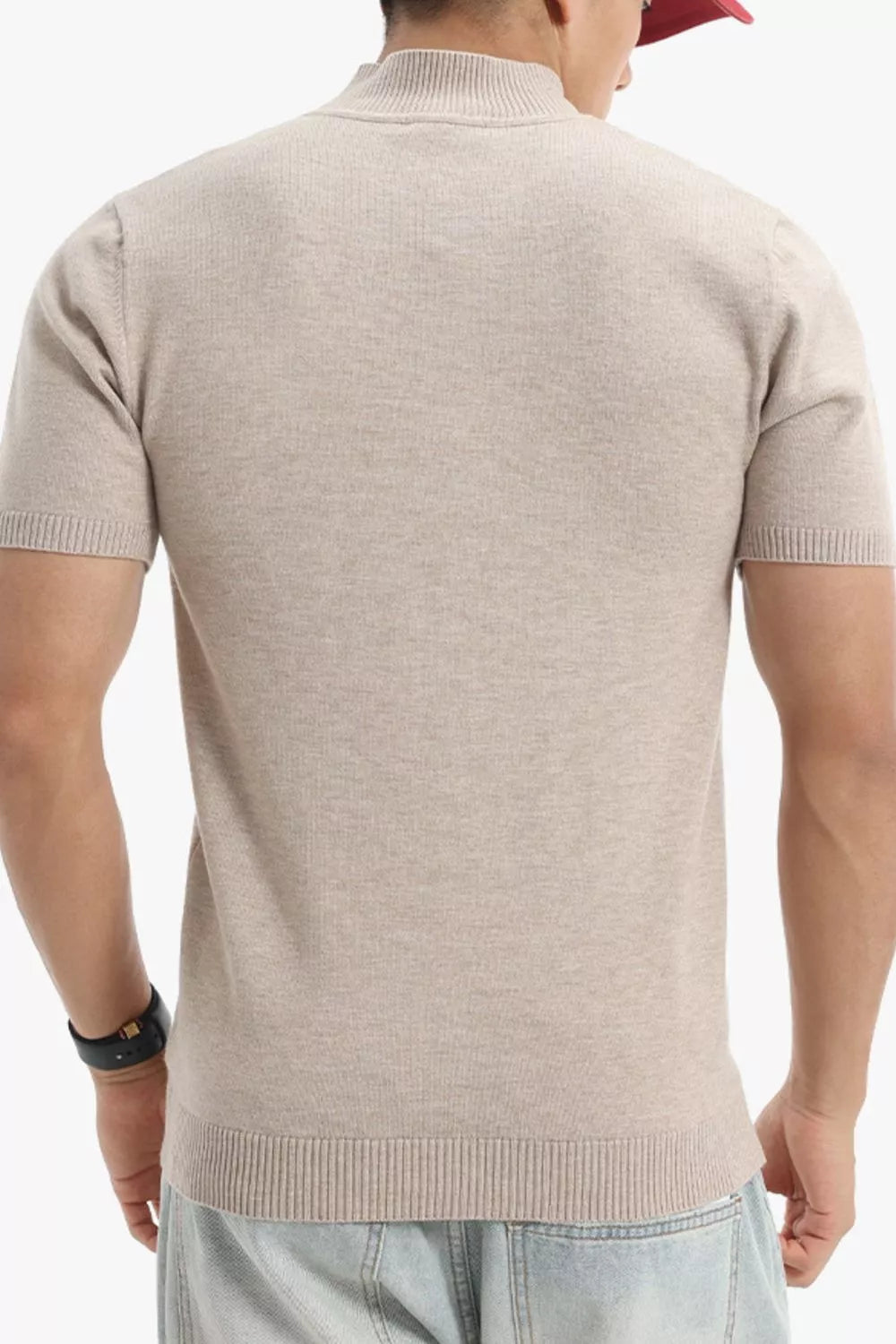 Men's Plus Size Slim Fit Short Sleeve Sweater by Trendsi