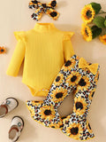 Children's Ruffled Bodysuit and Sunflower Pants Set by Trendsi