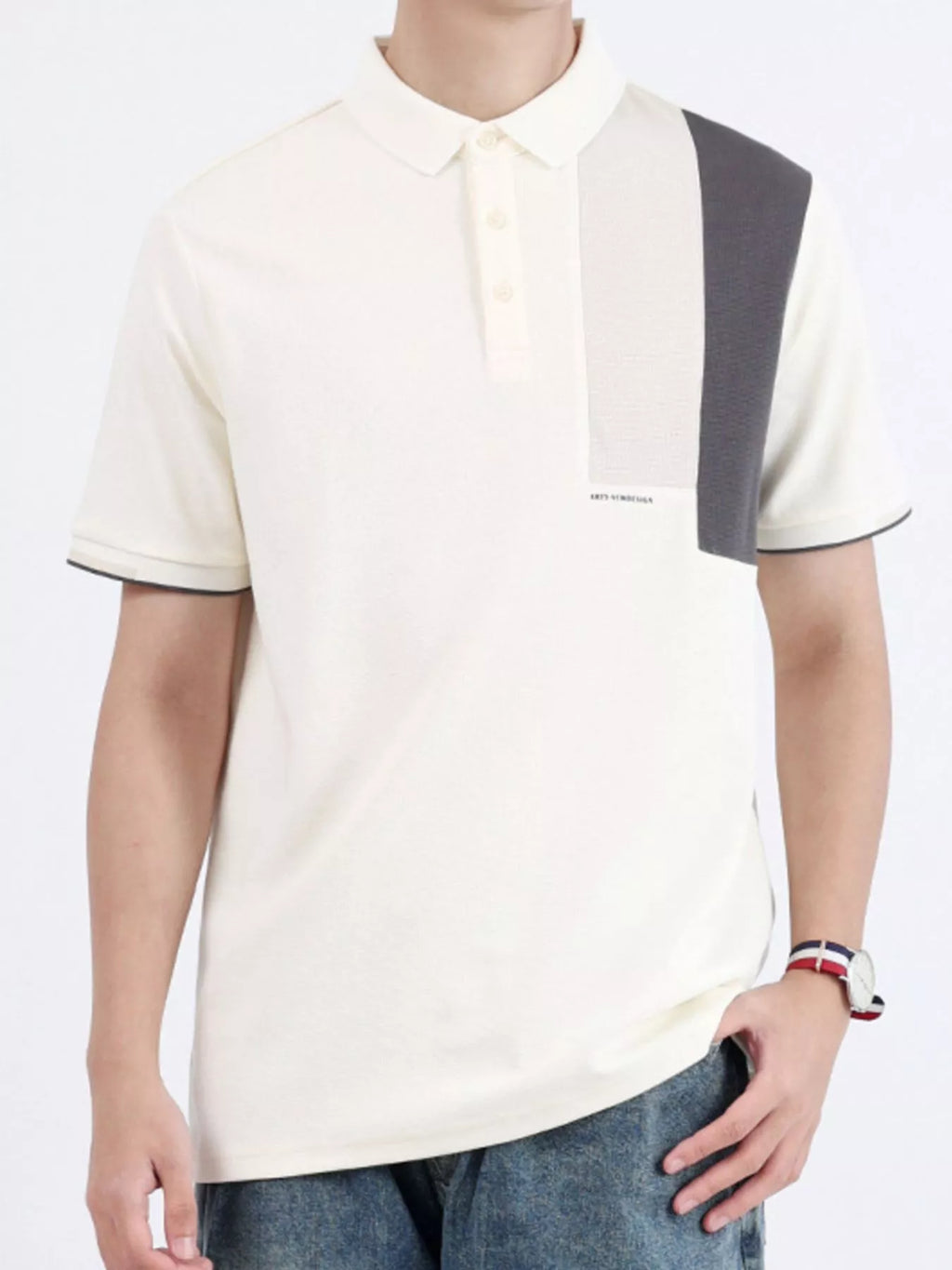 Men's Plus Size Button Detail Short Sleeve Polo by Trendsi