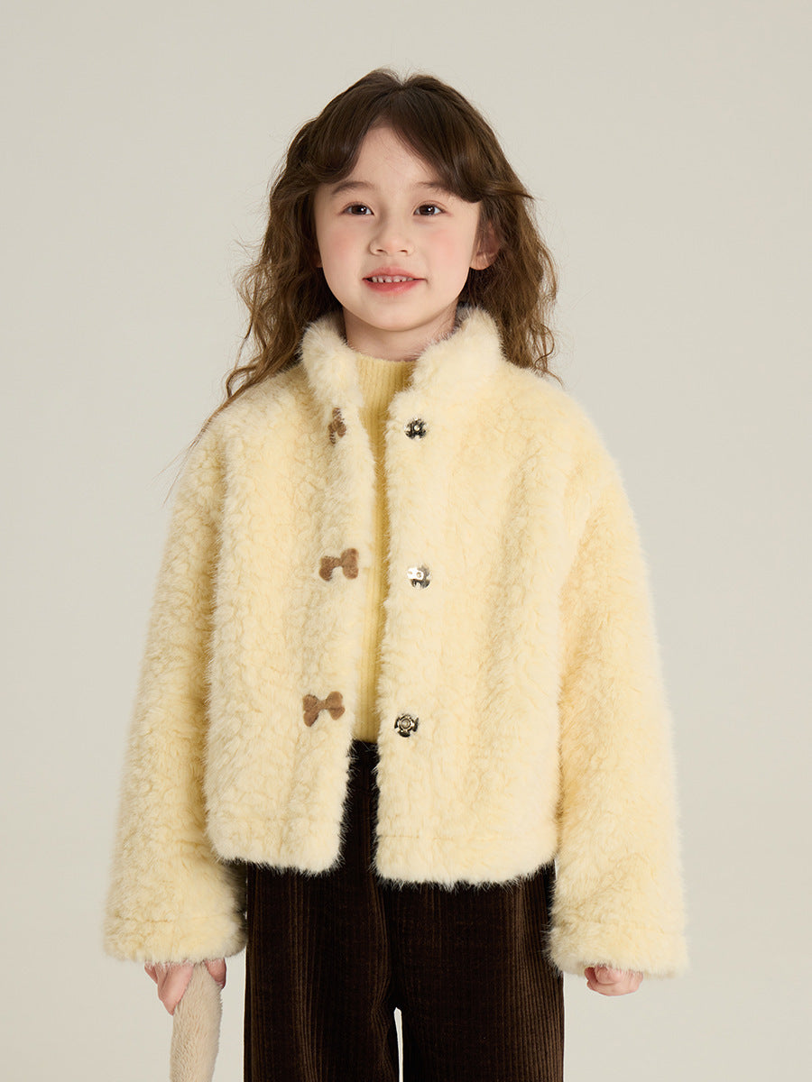 Furry Coat Children Single-layer Fleece-lined Warm-keeping Cotton Clothing